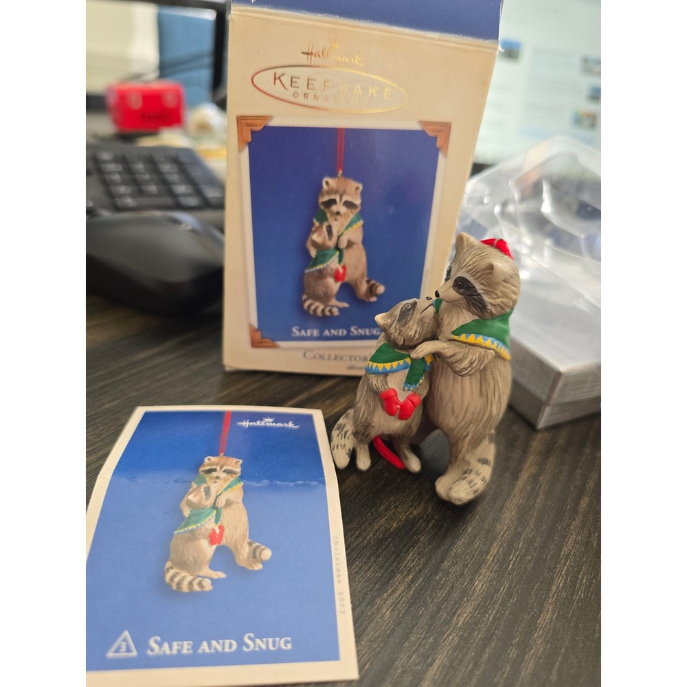 Hallmark Keepsake Ornament Safe and Snug Raccoon 2003 Collector Series Porcelain